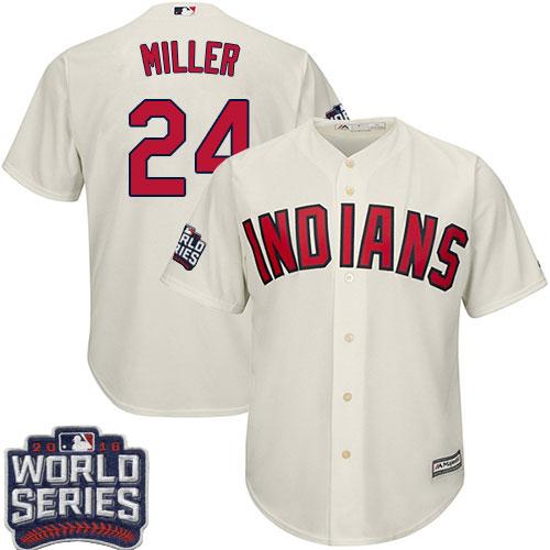 Indians #24 Andrew Miller Cream Alternate 2016 World Series Bound Stitched Youth MLB Jersey